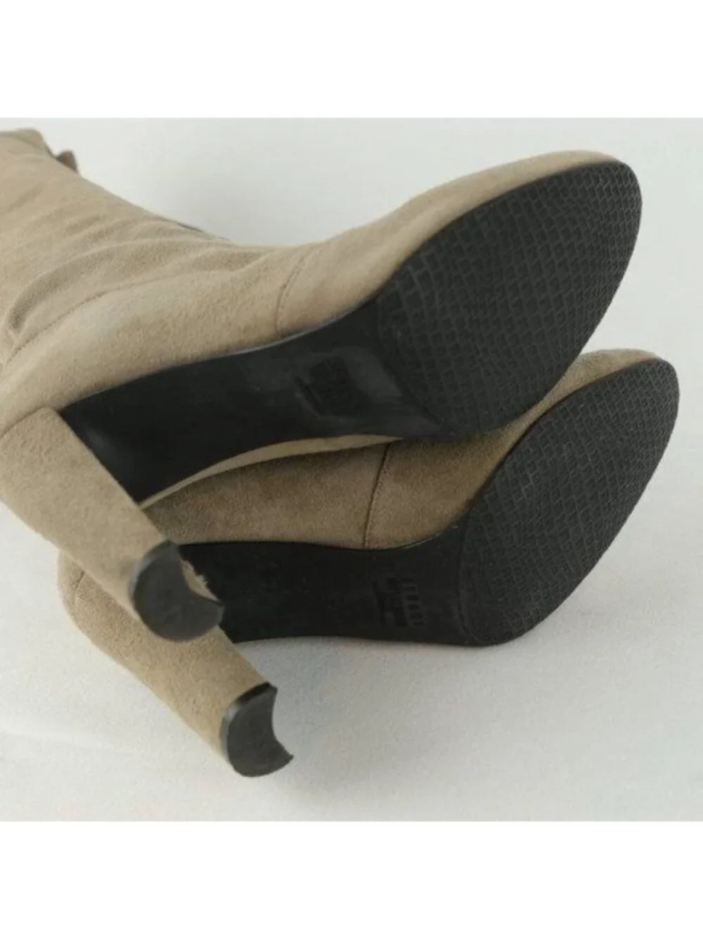 Stuart Weitzman Highland Women's Size 6.5 Taupe Over The Knee Heeled Boots